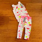 Bonds Floral Chesty Singlet & Stretchies Leggings Set Sz 1 BNWT Pink Yellow Lace