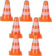 KICHOUSE Mini Roadblock Toys 7pcs Simulation Road Cone Set DIY Traffic Sign for Boys and Girls Safe