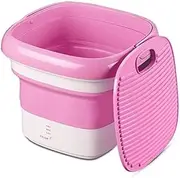 Portable Folding Clothes Washing Machine,Travel Washer,Mini Washer Machine for Home Travel Camping Apartments Dorms,Pink