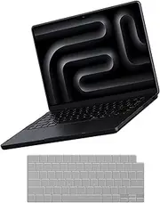 Soonjet for MacBook Pro 14 inch Case 2024-2021 M3 Pro/Max A2918 A2992 M2 A2779 M1 A2442 [100% Match Official Color] Hard Shell + Translucent Keyboard Cover for Laptop - Space Black Clear