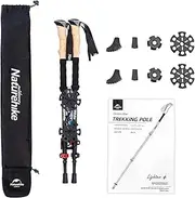 Naturehike Trekking Poles – Collapsible, Lightweight, Shock-Absorbent, Hiking, Walking & Running Sticks with Natural Cork Grips, Quick Locks, 4 Season/All Terrain Accessories and Carry Bag