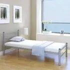 King Single Bed Frame Grey Powder Coated Metal Base Kids Teens Bedroom Furniture