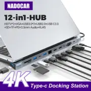 12 In 1 USB-C Docking Station, Aluminum Shell Type-C HUB With HDMI*2+PD 100W+USB