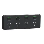 Clipsal Iconic 3015/4C-XB - Quad Power Point Skin Black - (SKIN ONLY)
