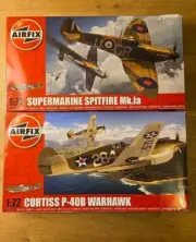 Airfix Set Of (2) Supermarine Spitfire And Curtiss P-40B Warhawk
