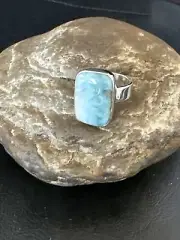 Womens Blue Larimar Navajo Sterling Silver Ring Size 8 17590