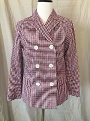 NWT J. Crew Double Breasted Blazer in Red Tattersall G1124, Size 4