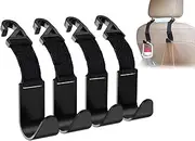 KOOPAO Car Seat Headrest Hook, 4 Pack Universal Car Storage Headrest Hanger Holder Hooks, Vehicle Strong and Durable Backseat Hanger for Handbag Purse Coat and Bag