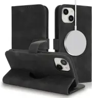 for iPhone 15 Case Leather Wallet Folio Flip Cover Support Magsafe Charging