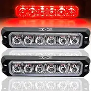FXC 2pack 6-LED Strobe Light Red Waterproof Emergency Beacon Flash Lights,Purishion Caution Bar 16 Patterns Flashing Car SUV Pickup Truck Van Vehicle POV