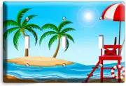 CALIFORNIA SUN PALM BEACH LIFEGUARD 3 GANG LIGHT SWITCH WALL PLATE ROOM HD DECOR