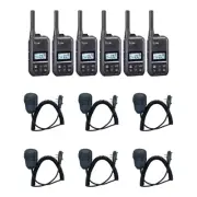 6 Pack of Icom F200 UHF 450-470MHz 16Ch 2W Radio w/ SRComm Speaker Microphone