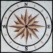 Handmade Brown and White Nautical Compass Mosaic