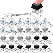Nosiny 24 Pcs Keyboard Fidget Toys Keyboard Fidget Keychains for Adults Teens Finger Stress Relief Keycap for Boys Girls Students Decompression Gifts (Translucent 3 Colors)