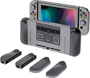 PlayVital AlterGrips Dockable Protective Case for Nintendo Switch, Ergonomic Hard Shell for Nintendo Switch, Joycon Cover w/Screen Protector & Thumb Grips & Button Capss - SFC SNES Classic EU Style