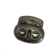 6pcs Double Pig Nose Cord Stopper Spring Lock Toggle Fastener Black Plastic