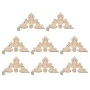 8Pcs Wood Carved Appliques Unpainted Decorative Corner Flower Decals 8 x 8cm