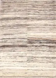 Abstract Gabbeh Zollanvari Contemporary Rug 4x5 Hand-Knotted Wool Carpet
