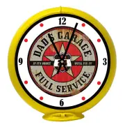Dads Garage Full Ser, Yellow Non-Lighted Gas Pump Globe Advertising Quartz Clock