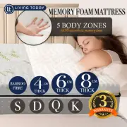 4/6/8CM Memory Foam Mattress Topper Pads Bedding Pad Mat +Bamboo cover 100% Real