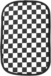 Center Console Cushion | Automotive Elbow Rest Pad | Black and White Checkered Auto Center Console Cover Pad Armrest Box Cushion for Most Vehicles and Trucks