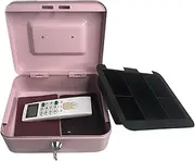 Locking Cash Box,Secure Money Lock Box | Portable Locking Secure Metal Saving Organizer for Storage Passport Valuables Business Register Document Home Security