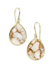 Ippolita 18K Yellow Gold Rock Candy Bronze White Calcite Slice Drop Earrings