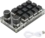 Nutriess Shortcut Programmable Keyboard 12 Keys 2 Knobs Black Portable DIY Multifunction Keypad Bluetooth One Handed Mechanical Gaming Keypad Ideal for Gaming