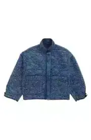 Girls’ Tractr $82 Mandarin Collar Quilted Indigo Denim Jacket Size XL 14-16 NWT