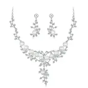 Floral Wedding Jewelry Set Earrings Studs Thnic for Cross Pendant Necklace for