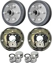 Pair 10 inch Trailer Electric Brake Kit & 10 inch Hub Drums Suit Landcruiser 6 Stud with Parallel Bearings