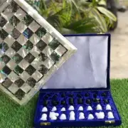 15" Chess Set Board Luxurious Mother Of Pearl with Paua shell Inlay Unique Gifts