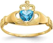 [JewelryWeb] 10k Solid Gold CZ Simulated Diamond December Irish Claddagh Celtic Trinity Knot Love Heart Ring Size 7.00 Statement-Ring for Women