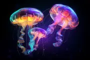 Jelly Fish UV tapestry, Blacklight Reactive, Psychedelic Wall Hanging, Psy Art
