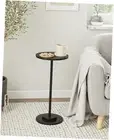 Round Side Table, Small Drink Table for Small Spaces, Modern Accent End Black