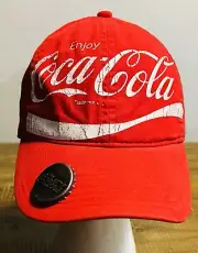 Coca Cola Bottle Opener Hat By Coca Cola Adjustable Red With White