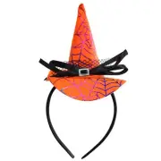 Ecuupas Orange Witch Hat Headband Spider Web Hairband Halloween Party Birthday H