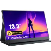 13.3" 2560x1600 2K IPS Display USB-C HDMI Portable Monitor for Laptop with Cover
