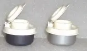 TUPPERWARE Salt and Pepper Shakers Smidgets Mini Bowls Silver Satin & Black New