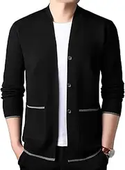[Generic] Men's Knit Blazer Open Front Cardigan Sweater V Neck Men Open Front Cardigan Sweater Men Button Down Business Sweaters