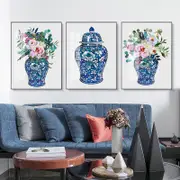 Watercolor Ginger Jar Bouquets 3 sets Canvas