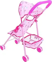 Doll Stroller for Boys and Girls Pram Toy Basket Educational Play Stroller for Toddlers