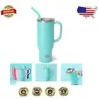 Cup Holder Friendly 30oz Aqua Tumbler with Handle - Ideal for Active Lifestyles