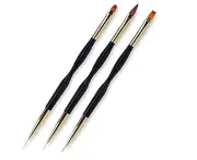3 Pcs Nail Drawing Pen, Dual End Nail Art Pen Brush Acrylic Round Flat Painting Drawing Liner Nail Tools