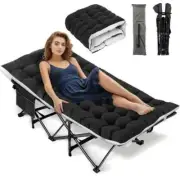 Adults Folding Sleeping Cot Guest Bed Heavy Duty Portable Cots Camping with Mat