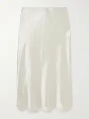 [Max Mara] Max Mara - Satin Midi Skirt - White - UK 14 UK 14 White
