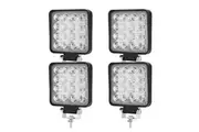LIGHTFOX 4inch 80W LED Work Lights Square Flood Beam 4PCS