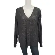 Buffalo David Bitton Soft Cozy V-Neck Viscose Top XX-Large Size Black Pullover