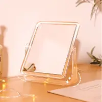 在飛比找松果購物優惠-【JOEKI】透明雙面化妝鏡 簡約 雙面化妝鏡 桌上化妝鏡 