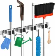 ✨ 4 Racks and 5 Hooks Broom Holder Wall Mount Mop Hanger Wall Mounted Mop and Br